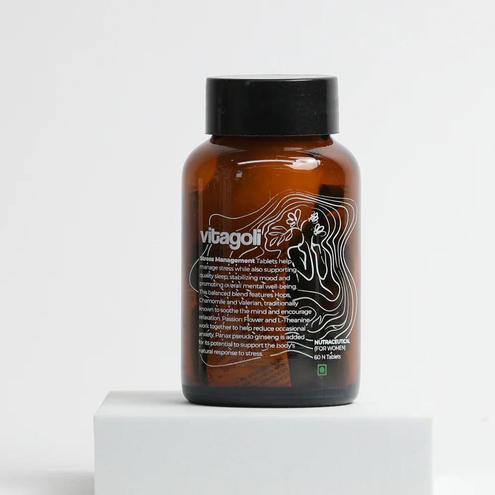 Vitagoli Stress Management Tablets with Hops Extract Supports Relaxation, Mood Balance & Better Sleep