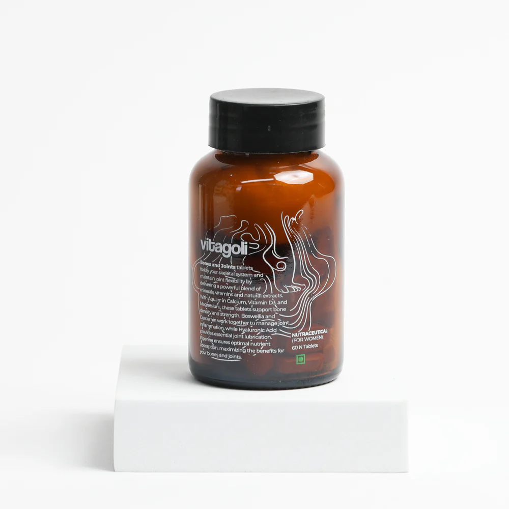 Vitagoli Bone and Joint Support Tablets | Red Marine Algae Magnesium, Calcium, Vitamin D3, K2, Boswellia & Hyaluronic Acid