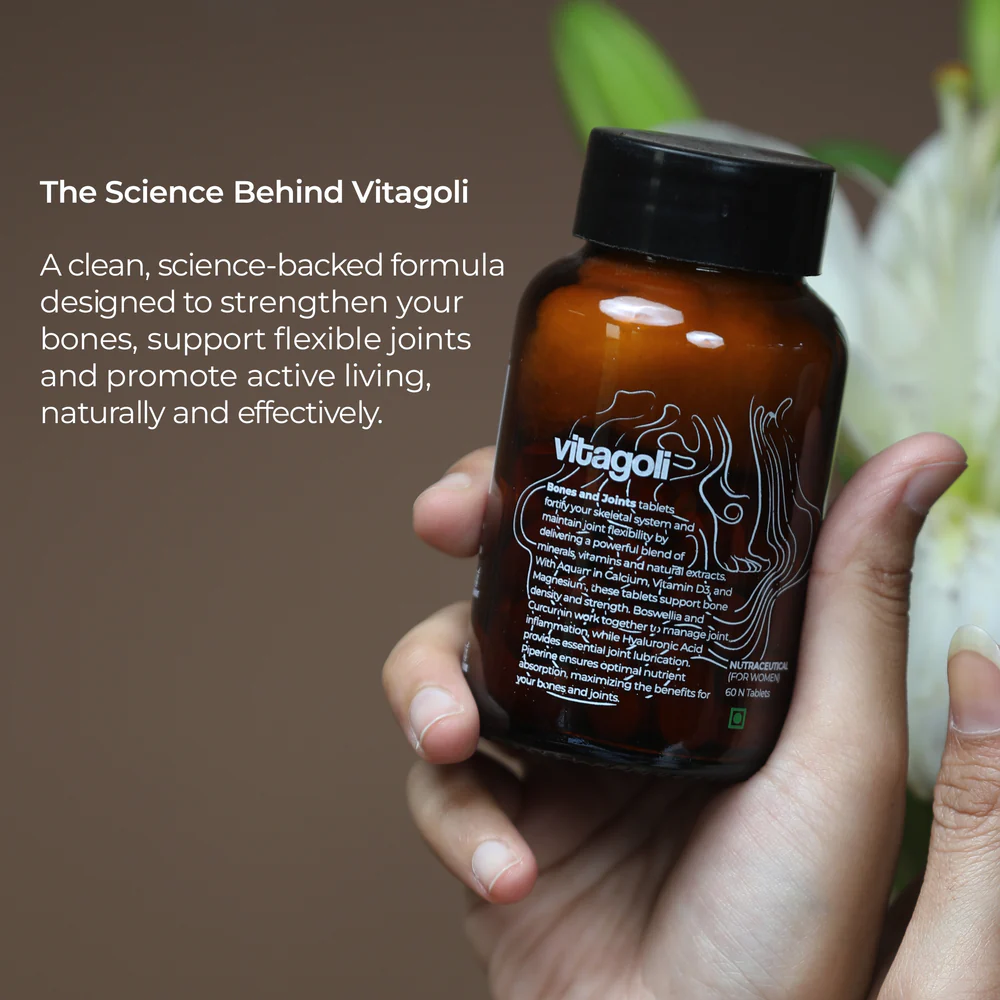 Vitagoli Bone and Joint Support Tablets | Red Marine Algae Magnesium, Calcium, Vitamin D3, K2, Boswellia & Hyaluronic Acid
